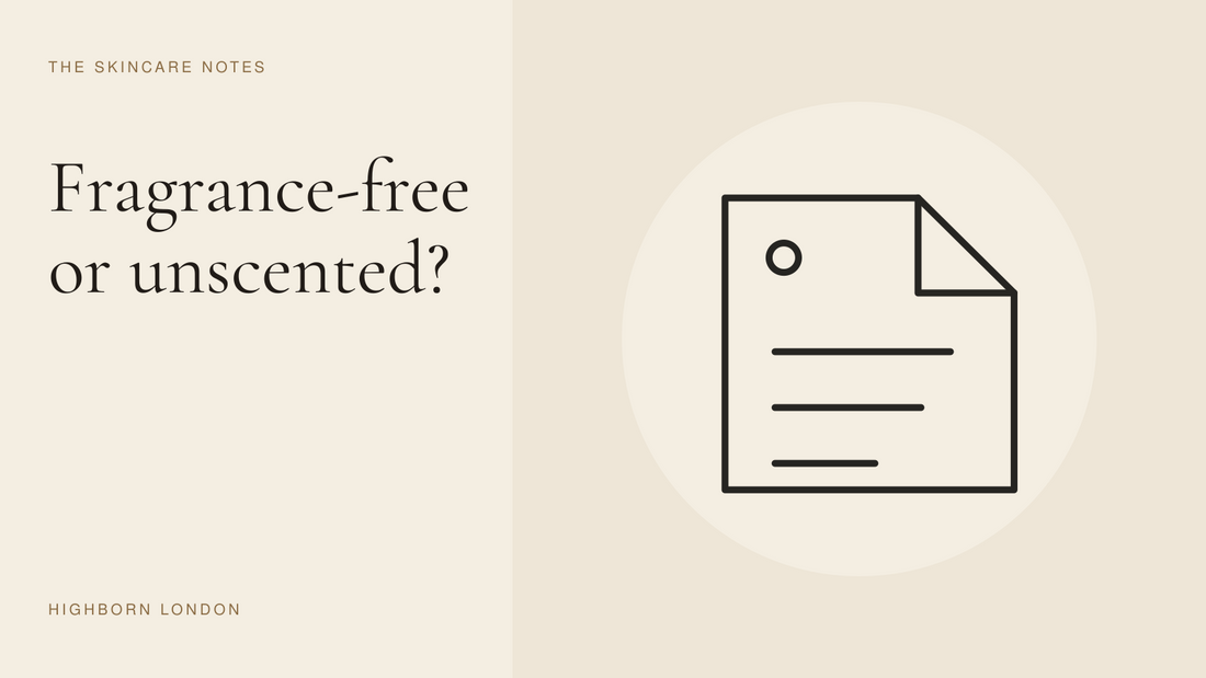 Fragrance-free or unscented? A simple ingredient-label line illustration.