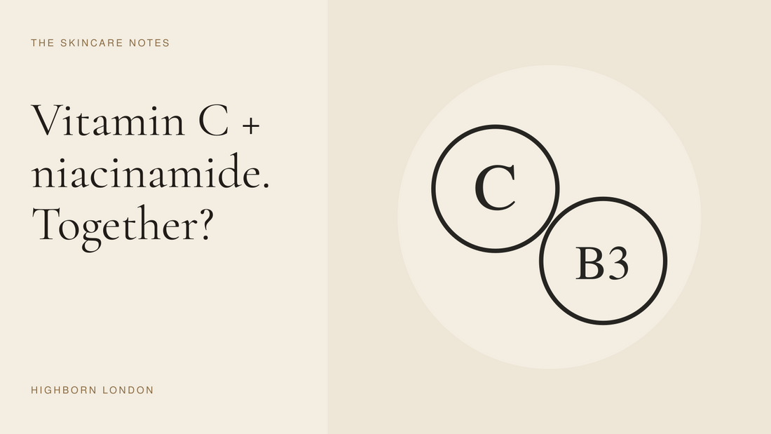 Vitamin C + niacinamide. Together? Two circles labelled C and B3.