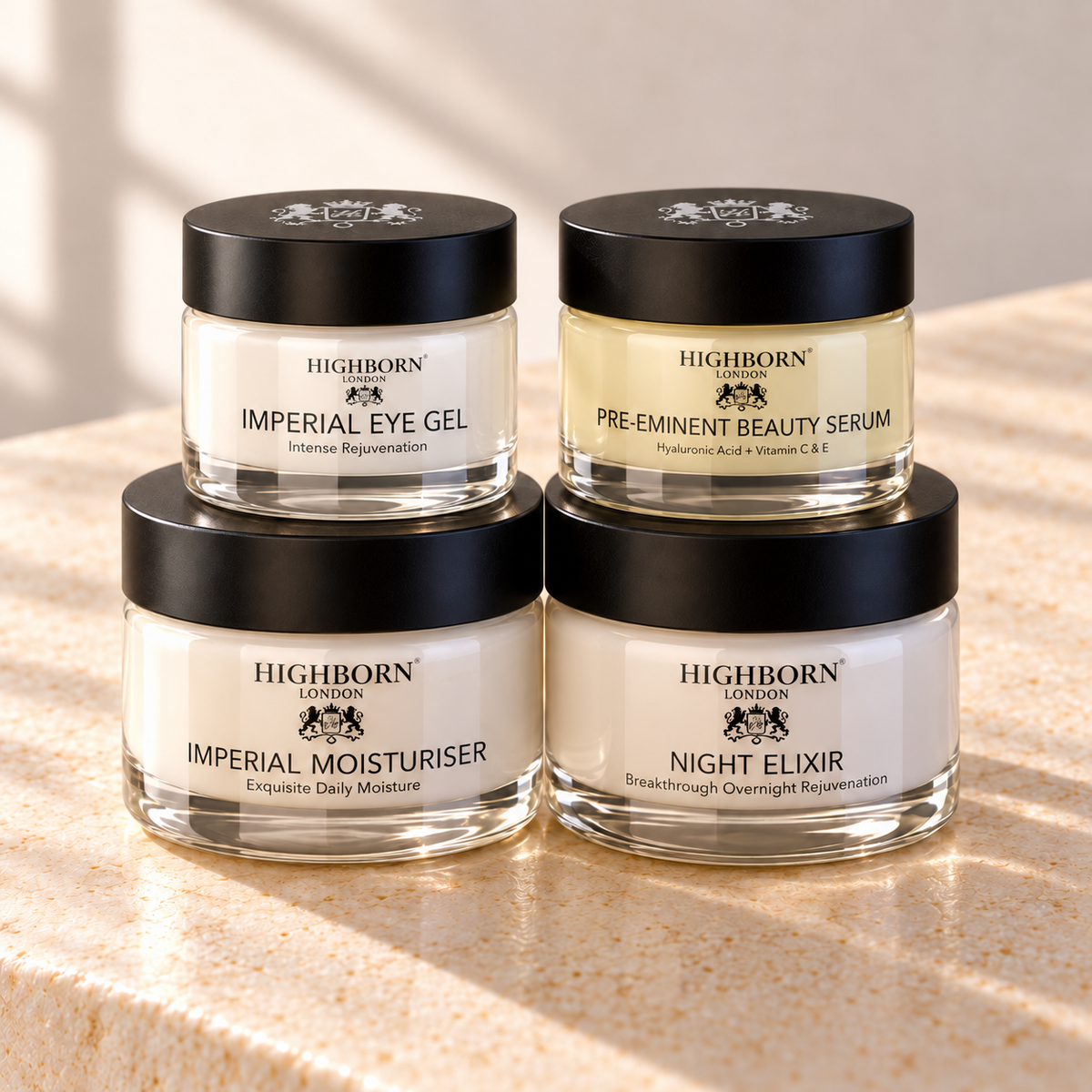 Four Phase Day and Night Collection on warm ivory stone